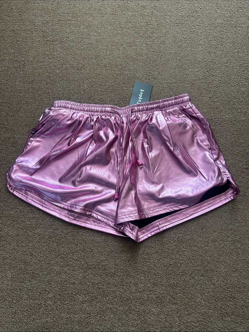 Metallic Pink Women's Athletic Shorts size L by Taydey 80’s inspired